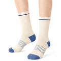 Calze sportive 43-46 in tessuto a coste crema e blu