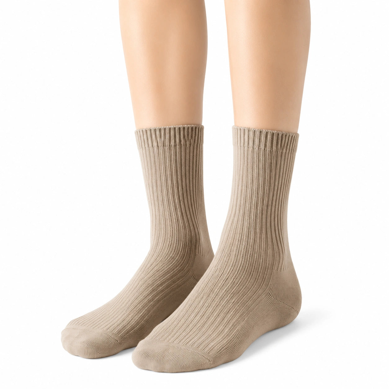Calze a coste beige 39-42 in tessuto elasticizzato - lunghezza media per uso quotidiano