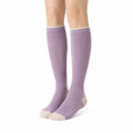 Calze al ginocchio 39-42 in maglia lilla e crema a coste