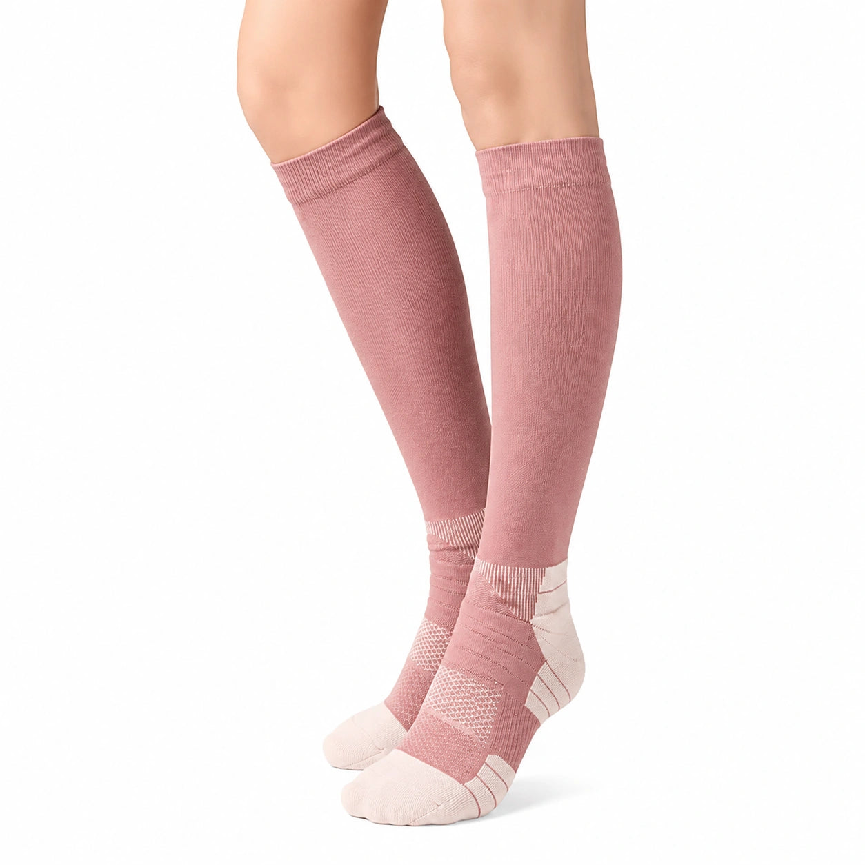 Calze al ginocchio 39-42 in tessuto a maglia rosa e beige - supporto anatomico