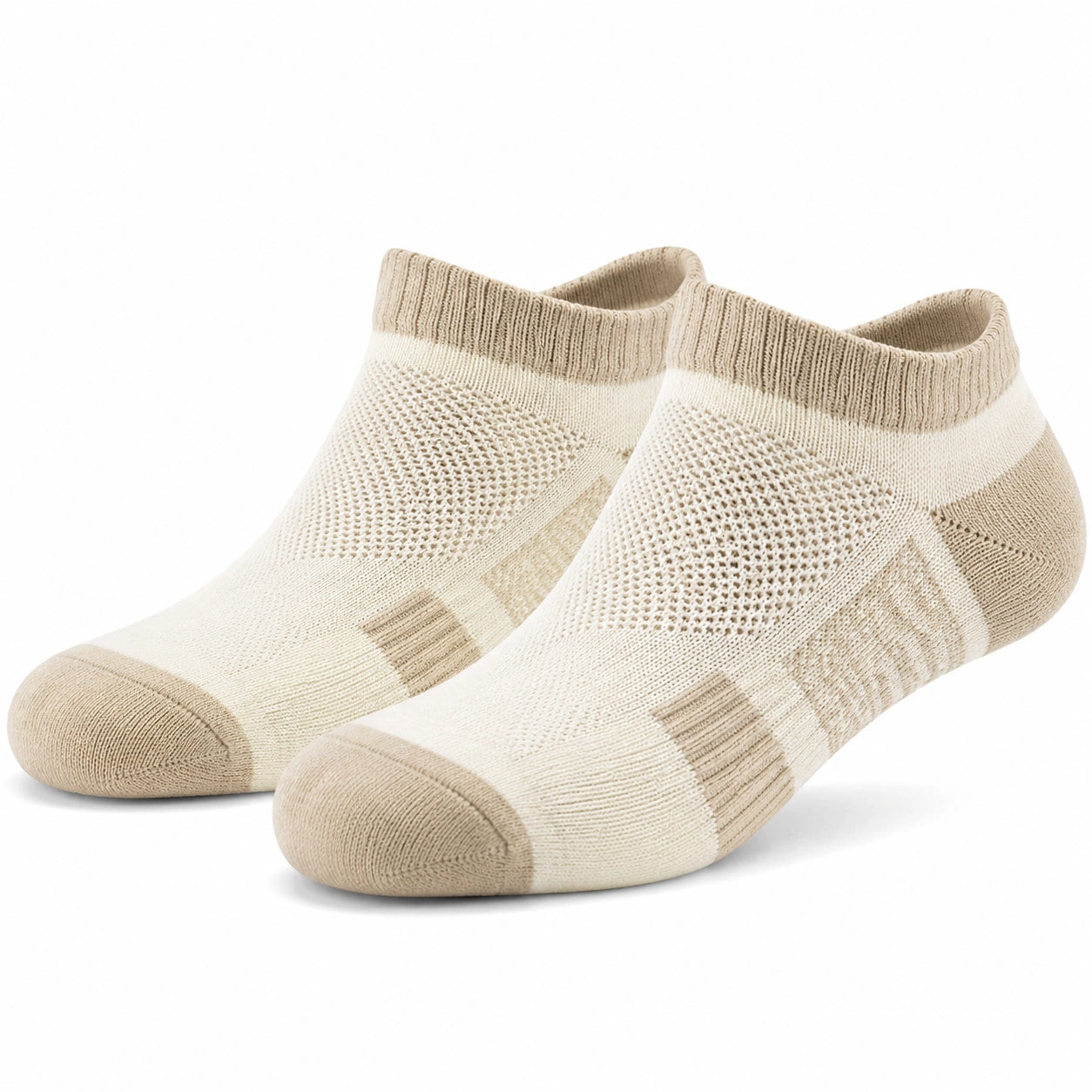 Calzini alla caviglia 35-38 in maglia beige e crema traspiranti