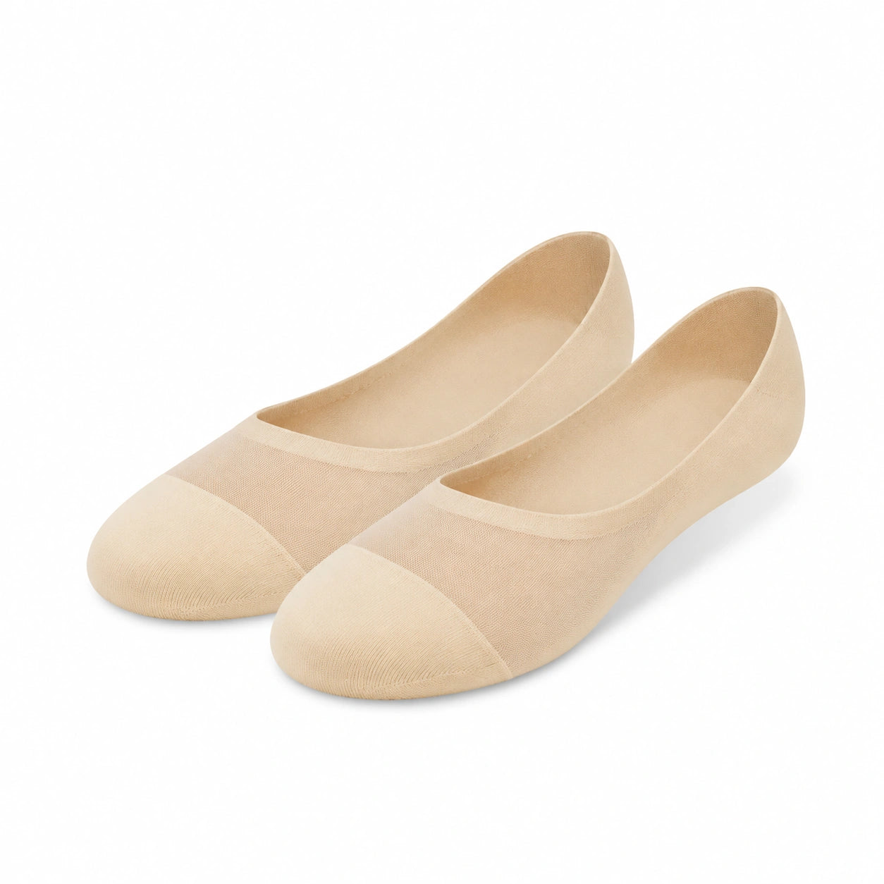 Calzini fantasmini 43-46 in tessuto elasticizzato beige - taglio basso per scarpe basse